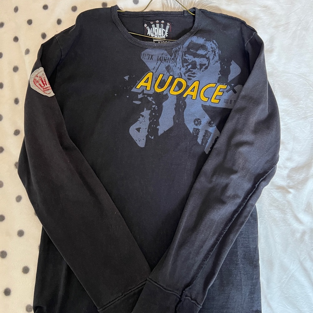Audace, Y2K Black Graphic Long Sleeve Tee